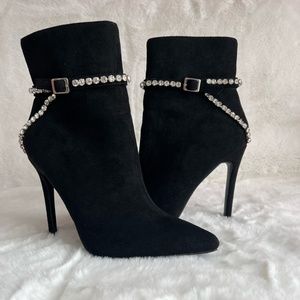 Black Rhinestone Booties